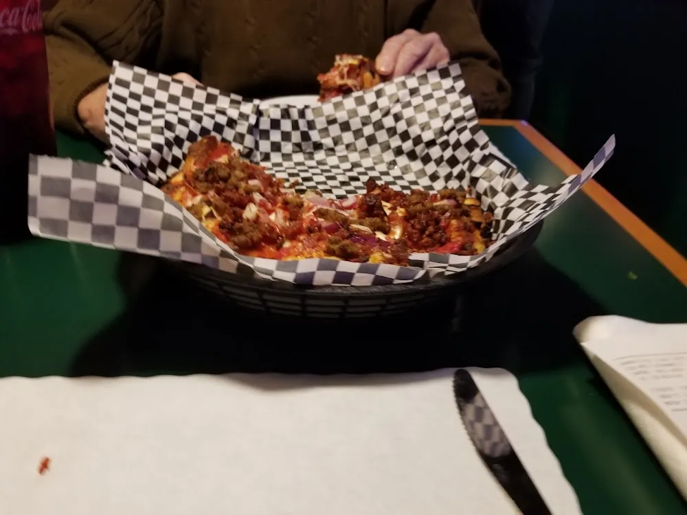 Pizza with Pepperoni Sausage Onions